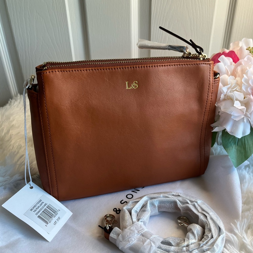 Lo & Sons Cognac Leather Crossbody Bag